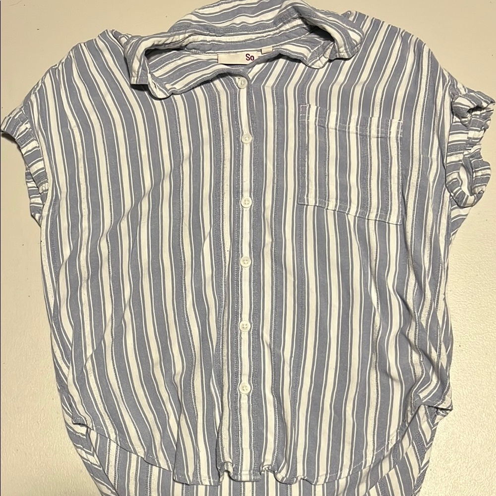 SO Blue and White Striped Button Down Shirt